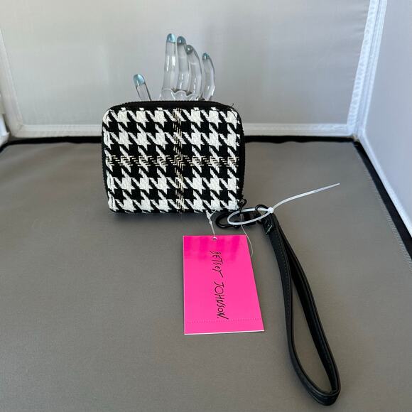 Betsey Johnson Wristlet Houndstooth Cloth Wallet Coin & Card Compartment K106 - Picture 6 of 14